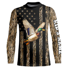 Load image into Gallery viewer, Duck hunting camo American Flag Customize Name Patriotic Duck Hunting 3D All Over Printed Shirts NQS8914