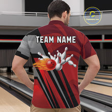 Load image into Gallery viewer, Red Camo Flame Bowling Polo, Quarter Zip Shirts For Men Custom Team Jerseys bowling outfits for men NQS11048