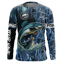 Load image into Gallery viewer, Catfish fishing blue camouflage fishing clothing Custom UV protection performance fishing shirt NQS2614