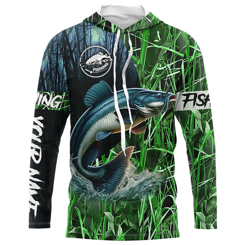 Catfish fishing green camouflage fishing clothing Custom UV protection performance fishing shirt NQS2615