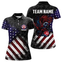 Load image into Gallery viewer, Retro American Flag Eagle Bowling Polo, 1/4 Zip Shirt for Women Custom Patriotic Bowling Team Jersey NQS9162