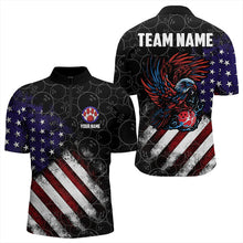 Load image into Gallery viewer, Retro American Flag Eagle Bowling Polo, Quarter Zip Shirt for Men Custom Patriotic Bowling Team Jersey NQS9162