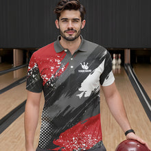 Load image into Gallery viewer, Grunge pattern Bowling Team Polo, 1/4 Zip Shirt For Men Custom Bowling jersey Uniform Bowler Outfits NQS9370