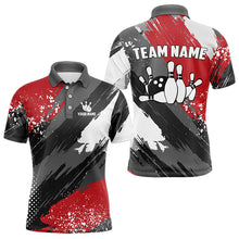 Load image into Gallery viewer, Grunge pattern Bowling Team Polo, 1/4 Zip Shirt For Men Custom Bowling jersey Uniform Bowler Outfits NQS9370