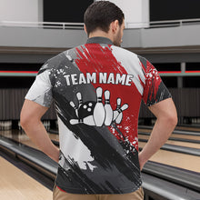 Load image into Gallery viewer, Grunge pattern Bowling Team Polo, 1/4 Zip Shirt For Men Custom Bowling jersey Uniform Bowler Outfits NQS9370