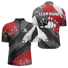 Load image into Gallery viewer, Grunge pattern Bowling Team Polo, 1/4 Zip Shirt For Men Custom Bowling jersey Uniform Bowler Outfits NQS9370