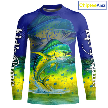 Personalized Mahi Mahi fishing scales blue sun protection fishing shirts, Dorado fishing jerseys NQS11435