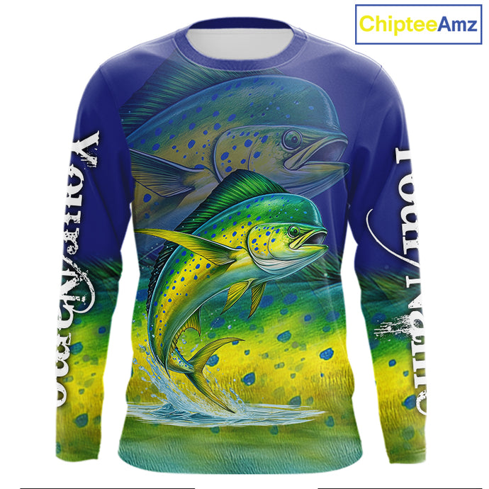 Personalized Mahi Mahi fishing scales blue sun protection fishing shirts, Dorado fishing jerseys NQS11435