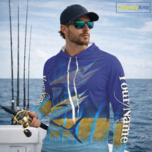 Load image into Gallery viewer, Personalized Marlin fishing scales blue sun protection fishing shirts, Custom Marlin fishing jerseys NQS11436
