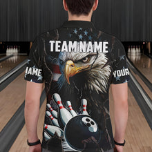 Load image into Gallery viewer, Personalized Eagle American flag Bowling Team Shirts For Mens Custom Patriotic Bowling League Jersey NQS9520