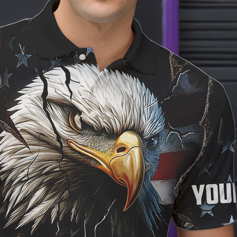 Personalized Eagle American flag Bowling Team Shirts For Mens Custom Patriotic Bowling League Jersey NQS9520