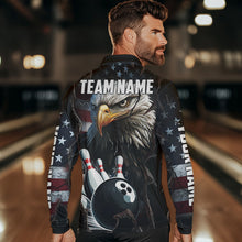 Load image into Gallery viewer, Personalized Eagle American flag Bowling Team Shirts For Mens Custom Patriotic Bowling League Jersey NQS9520