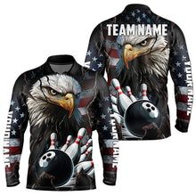 Load image into Gallery viewer, Personalized Eagle American flag Bowling Team Shirts For Mens Custom Patriotic Bowling League Jersey NQS9520