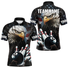 Load image into Gallery viewer, Personalized Eagle American flag Bowling Team Shirts For Mens Custom Patriotic Bowling League Jersey NQS9520