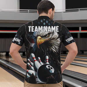 Personalized Eagle American flag Bowling Team Shirts For Mens Custom Patriotic Bowling League Jersey NQS9520