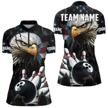 Load image into Gallery viewer, Personalized Eagle American flag Bowling Team Shirts For Women Custom Patriotic Bowling League Jersey NQS9520