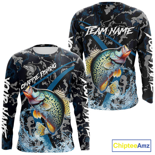 Custom Crappie Fishing Long Sleeve Fishing Shirts, Personalized Crappie Fishing Team Jerseys NQS