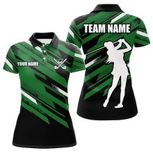 Load image into Gallery viewer, Womens golf polos shirts custom black and green golf attire for ladies, golfing gifts for women NQS7456