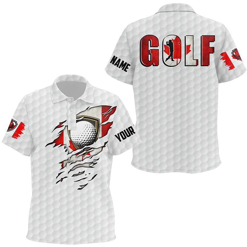 Kid golf polos shirt vintage Canada flag custom team golf shirts, Canadian patriot white golf tops NQS7612