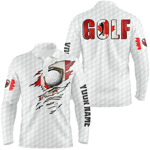 Mens golf polo shirts vintage Canada flag custom team golf shirts, Canadian patriot white golf tops NQS7612