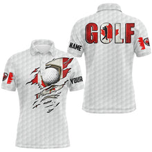 Load image into Gallery viewer, Mens golf polo shirts vintage Canada flag custom team golf shirts, Canadian patriot white golf tops NQS7612