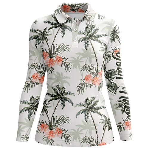 Tropical palm trees pattern Womens golf polo shirts custom team floral golf shirt womens NQS5723