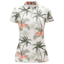 Load image into Gallery viewer, Tropical palm trees pattern Womens golf polo shirts custom team floral golf shirt womens NQS5723