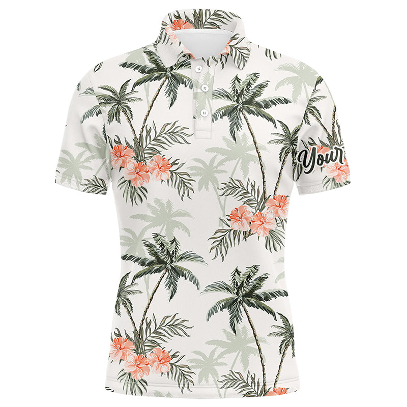 Tropical palm trees pattern Mens golf polo shirts custom team golf shirts for men NQS5723