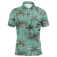 Load image into Gallery viewer, Green Tropical palm trees pattern Mens golf polo shirts custom team golf shirt for mens NQS5724