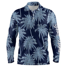 Load image into Gallery viewer, Blue Tropical palm trees pattern Mens golf polo shirts custom team golf shirt mens NQS5726