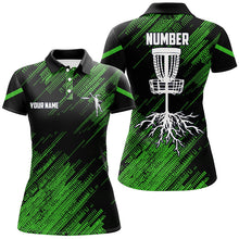 Load image into Gallery viewer, Green camo Black Women disc golf polo shirts custom disc golf team frisbee golf jerseys NQS7816