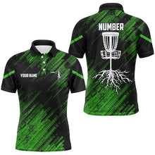 Load image into Gallery viewer, Green camo Black Mens disc golf polo shirts custom disc golf team frisbee golf jerseys NQS7816