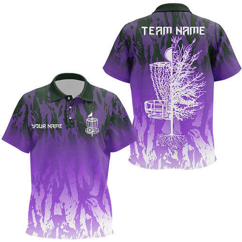 Disc golf basket purple camo Kid golf polo shirts custom disc golf jerseys team shirt for Kid NQS8036