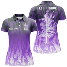 Load image into Gallery viewer, Disc golf basket purple camo Women golf polo shirts custom disc golf jerseys team shirts for women NQS8036