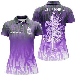 Disc golf basket purple camo Women golf polo shirts custom disc golf jerseys team shirts for women NQS8036