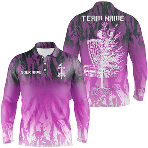 Disc golf basket pink camo Men disc golf polo shirts custom disc golf jerseys team shirts for men NQS8037