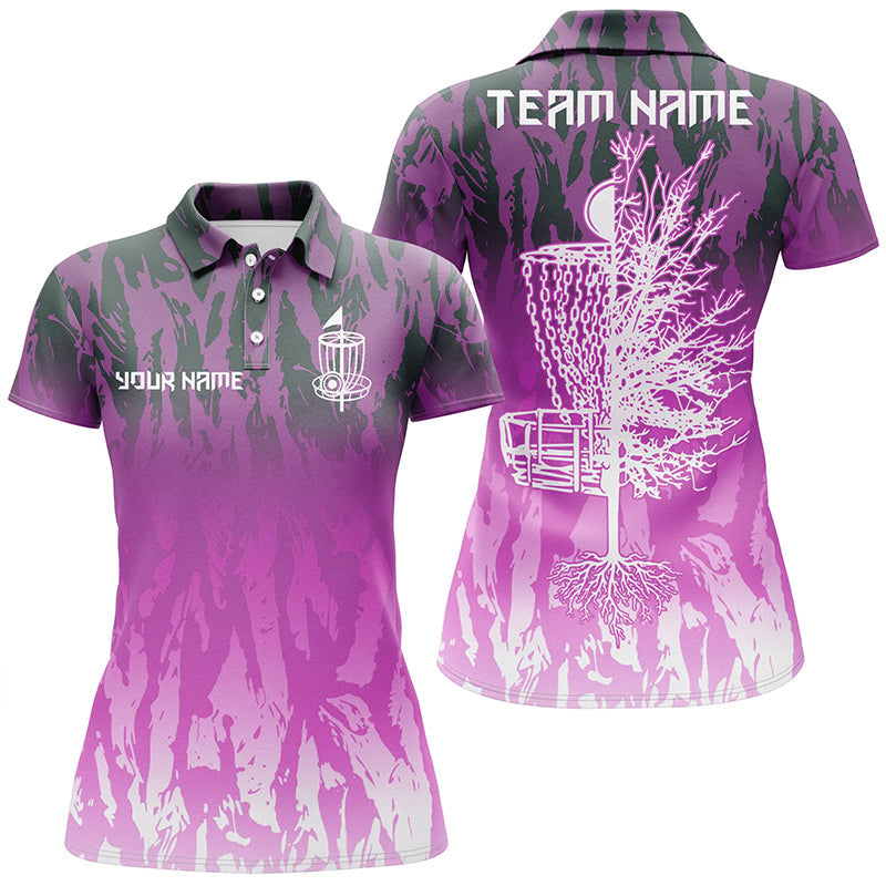 Disc golf basket pink camo Women golf polo shirts custom disc golf jerseys team shirts for women NQS8037