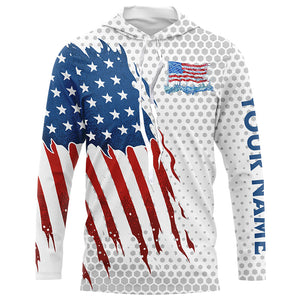 American Flag Fishing patriotic Custom name UV protection long sleeve fishing Shirts for men, women NQS8038