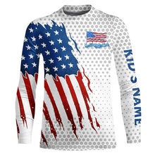 Load image into Gallery viewer, American Flag Fishing patriotic Custom name UV protection long sleeve fishing Shirts for men, women NQS8038