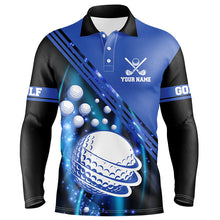 Load image into Gallery viewer, Black and blue light golf ball Mens golf polo shirts custom golf outfits for men, unique golf gifts NQS8039