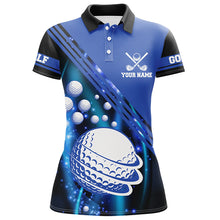 Load image into Gallery viewer, Black and blue light golf ball Women golf polo shirts custom golf outfits for ladies, unique golf gift NQS8039