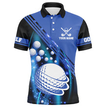 Load image into Gallery viewer, Black and blue light golf ball Mens golf polo shirts custom golf outfits for men, unique golf gifts NQS8039