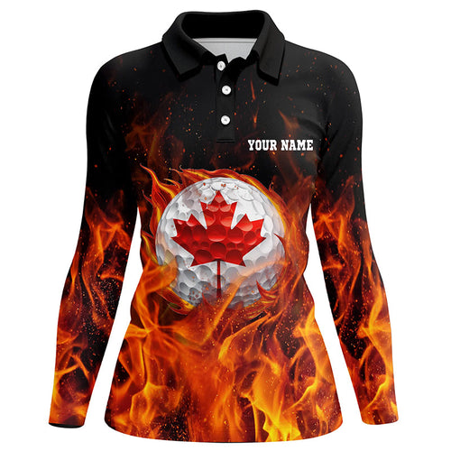 Canadian golf ball flame Women golf polo shirt custom golf outfits for ladies, personalized golf gifts NQS8041