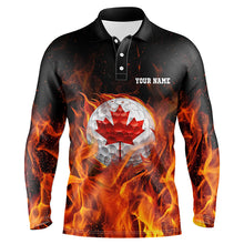 Load image into Gallery viewer, Canadian golf ball flame Mens golf polo shirts custom golf outfits for men, personalized golf gifts NQS8041