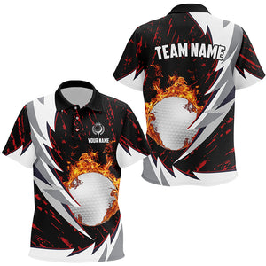 Flame golf ball black and white Kid golf polo shirts custom golf clothes for Kid | Red NQS8042