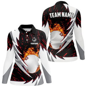 Flame golf ball black and white Women golf polo shirts custom golf clothes for ladies | Red NQS8042