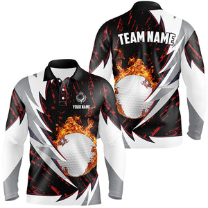 Flame golf ball black and white Mens golf polo shirts custom golf clothes for men | Red NQS8042