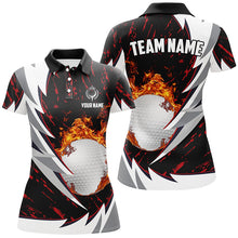 Load image into Gallery viewer, Flame golf ball black and white Women golf polo shirts custom golf clothes for ladies | Red NQS8042