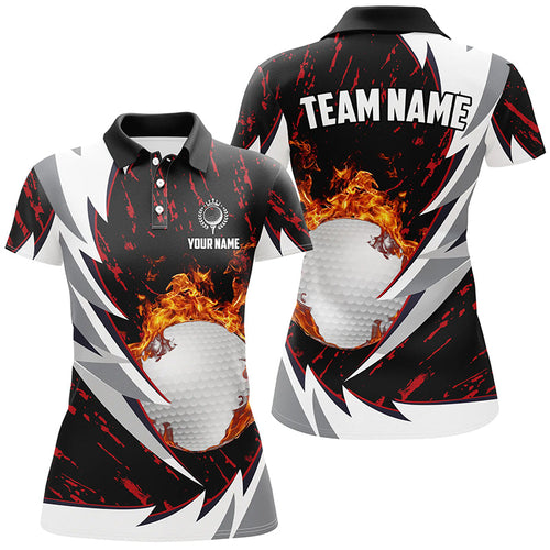 Flame golf ball black and white Women golf polo shirts custom golf clothes for ladies | Red NQS8042