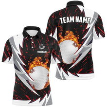 Load image into Gallery viewer, Flame golf ball black and white Mens golf polo shirts custom golf clothes for men | Red NQS8042